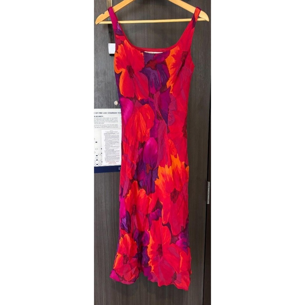 Geary Roark Kamisato Dress Womens‎ 4 Red Floral Lined Sleeveless watercolor